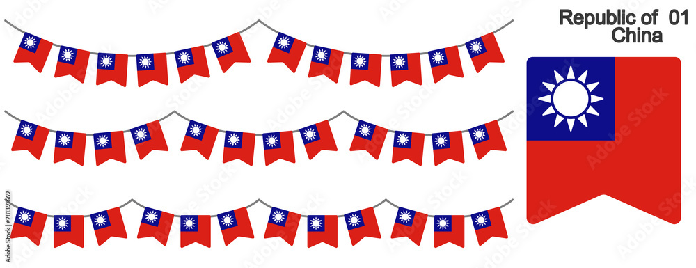 Fototapeta premium 中華民国の国旗のガーラーンド ベクターデータ（bunting garland）