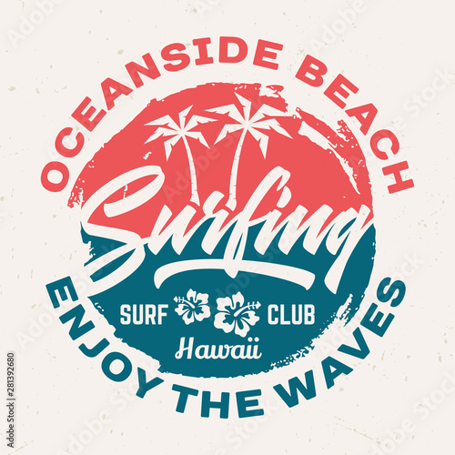 Oceanside Beach Surfing - Tee Design For Printing