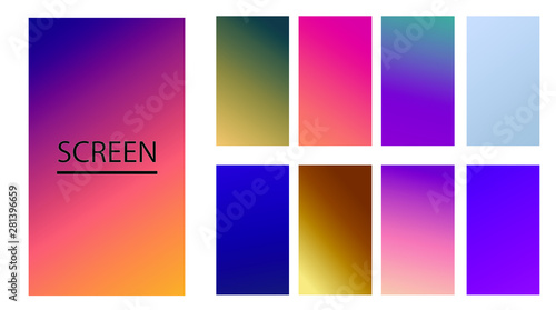 Vector EPS 10 Gradient Set. Different colors. Modern Smartphone screen, mobile app Template. Design for Wallpaper, background, banner, flyer, Social media post © Renat