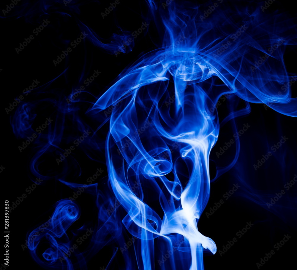 Blue smoke on black background Blue smoke on black background
