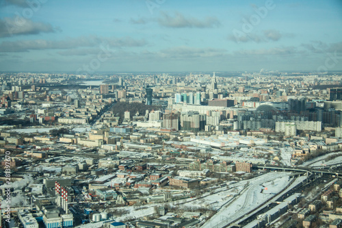 Top view of big city in the winter.