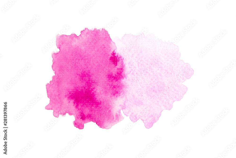 Pink watercolor stain with colorful shades paint stroke background