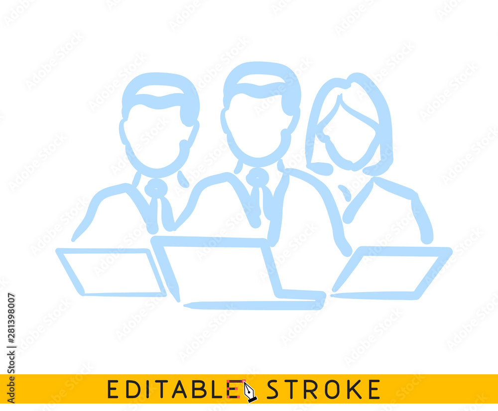 Teamwork leader icon. Line doodle sketch. Editable stroke icon. Teamwork leader icon. Line doodle sketch. Editable stroke icon.