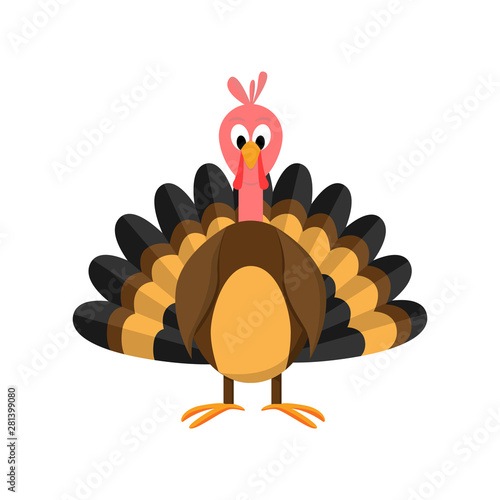 Vector illustration of turkey in cartoon style.