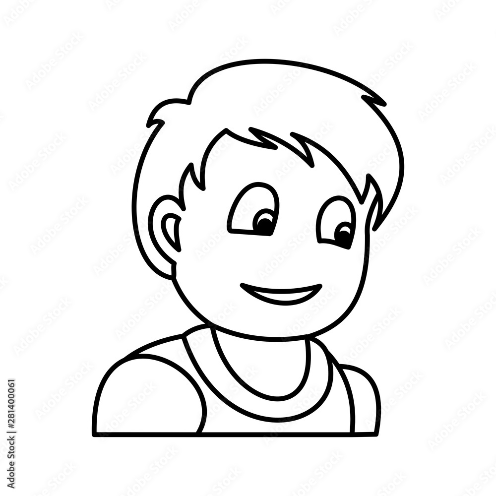 Portrait of happy boy. Vector illustration with continuous lines on white background. Portrait of happy boy. Vector illustration with continuous lines on white background.