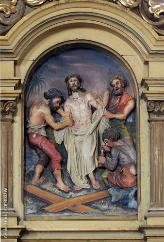 10th Stations of the Cross, Jesus is stripped of His garments, Saint John the Baptist church in Zagreb, Croatia