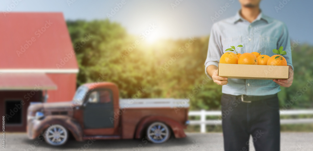 Delivery man or passenger holding a cardboard box ready Delivery man or passenger holding a cardboard box ready