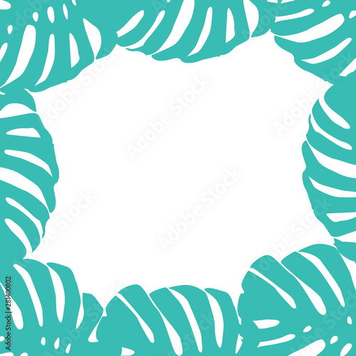 Background with leaves of tropical monser with space for text