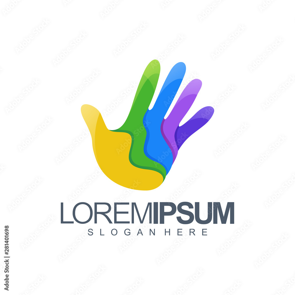 Obraz premium colorful hand logo design vector illustration
