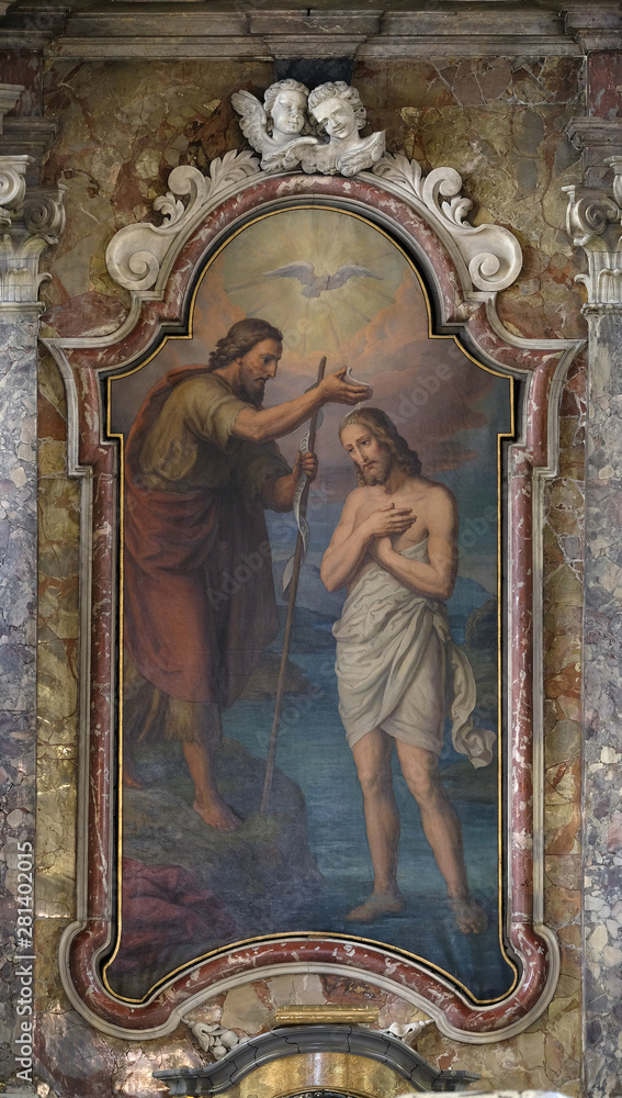 Baptism of the Lord, altarpiece in the Saint John the Baptist church in Zagreb, Croatia Baptism of the Lord, altarpiece in the Saint John the Baptist church in Zagreb, Croatia