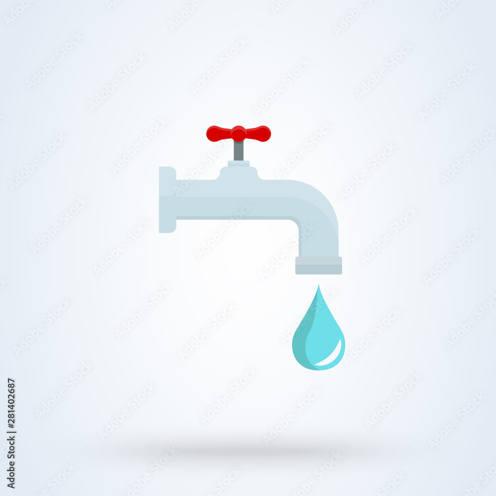 Water tap with drop. vector modern icon design illustration. Water tap with drop. vector modern icon design illustration.