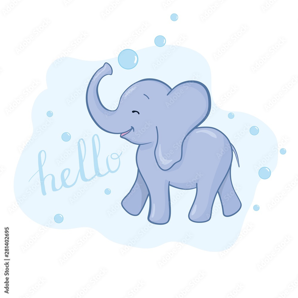 Fototapeta premium little lovely elephant with mouse and bird