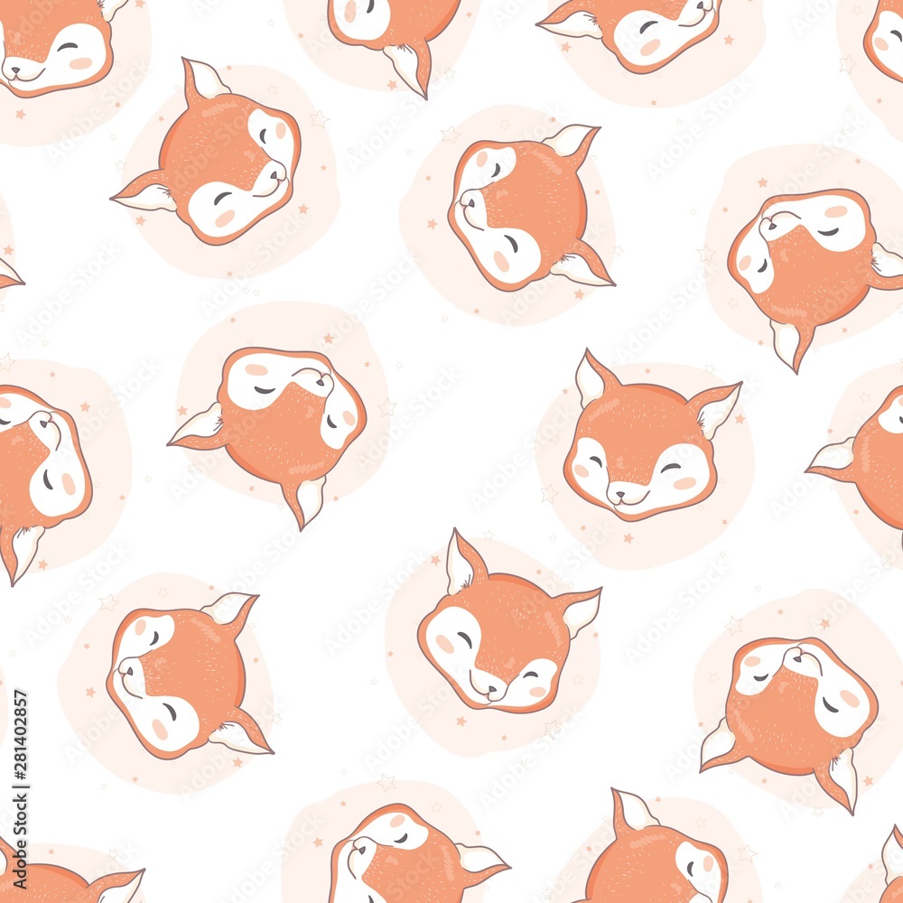 Obraz premium Fox seamless pattern. Vector illustration