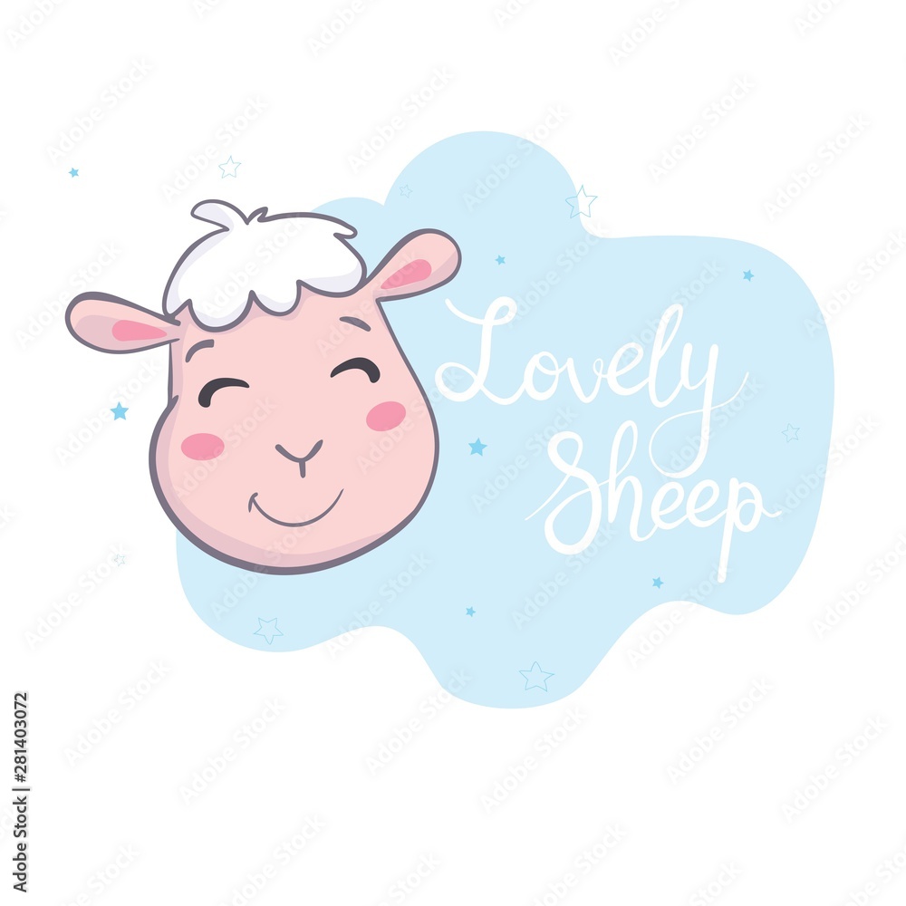 Cute sheep. Good for holiday card. Flat icon. Vector illustration Cute sheep. Good for holiday card. Flat icon. Vector illustration