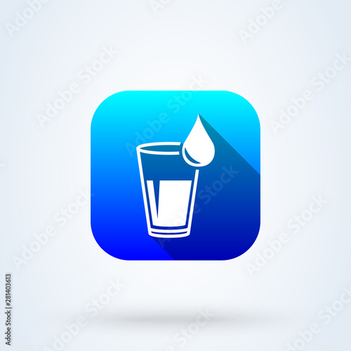 cup and water drop. Simple vector modern icon design illustration.