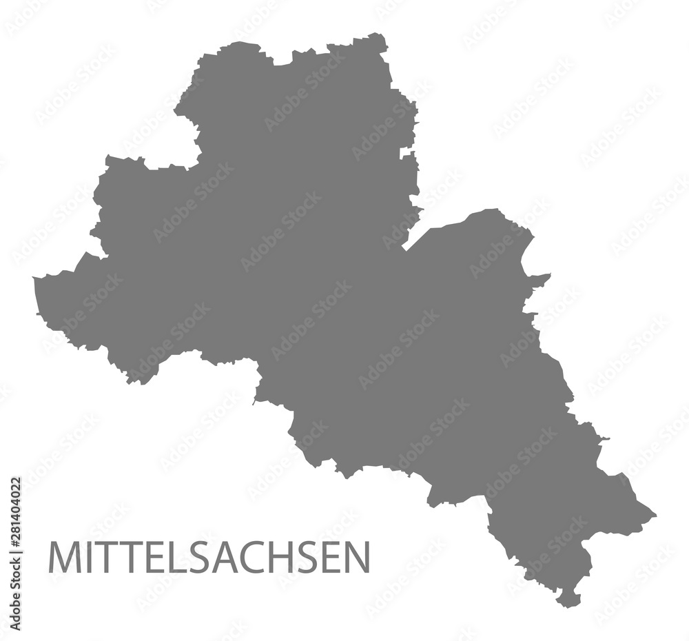 Mittelsachsen grey county map of Saxony Germany DE