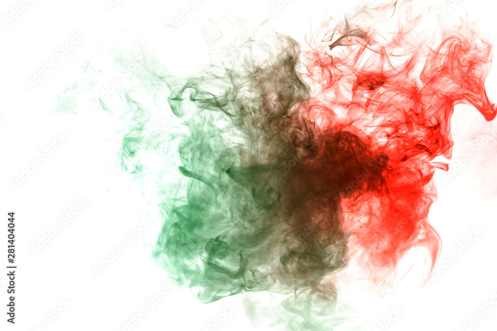 Abstract image of animal green and red color with twisting lines on a white background. Coronavirus, covid-19 virus.