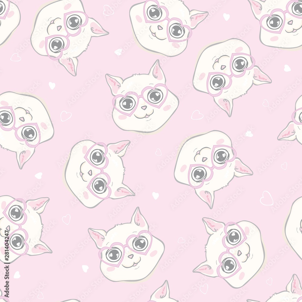 Cutie cat seamless pattern