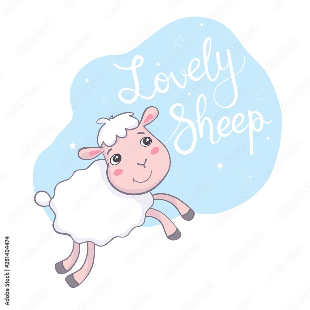 Cute sheep in flat style. Cute sheep in flat style.
