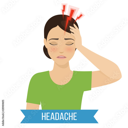 Headache - symptom of cold and flu. Vector