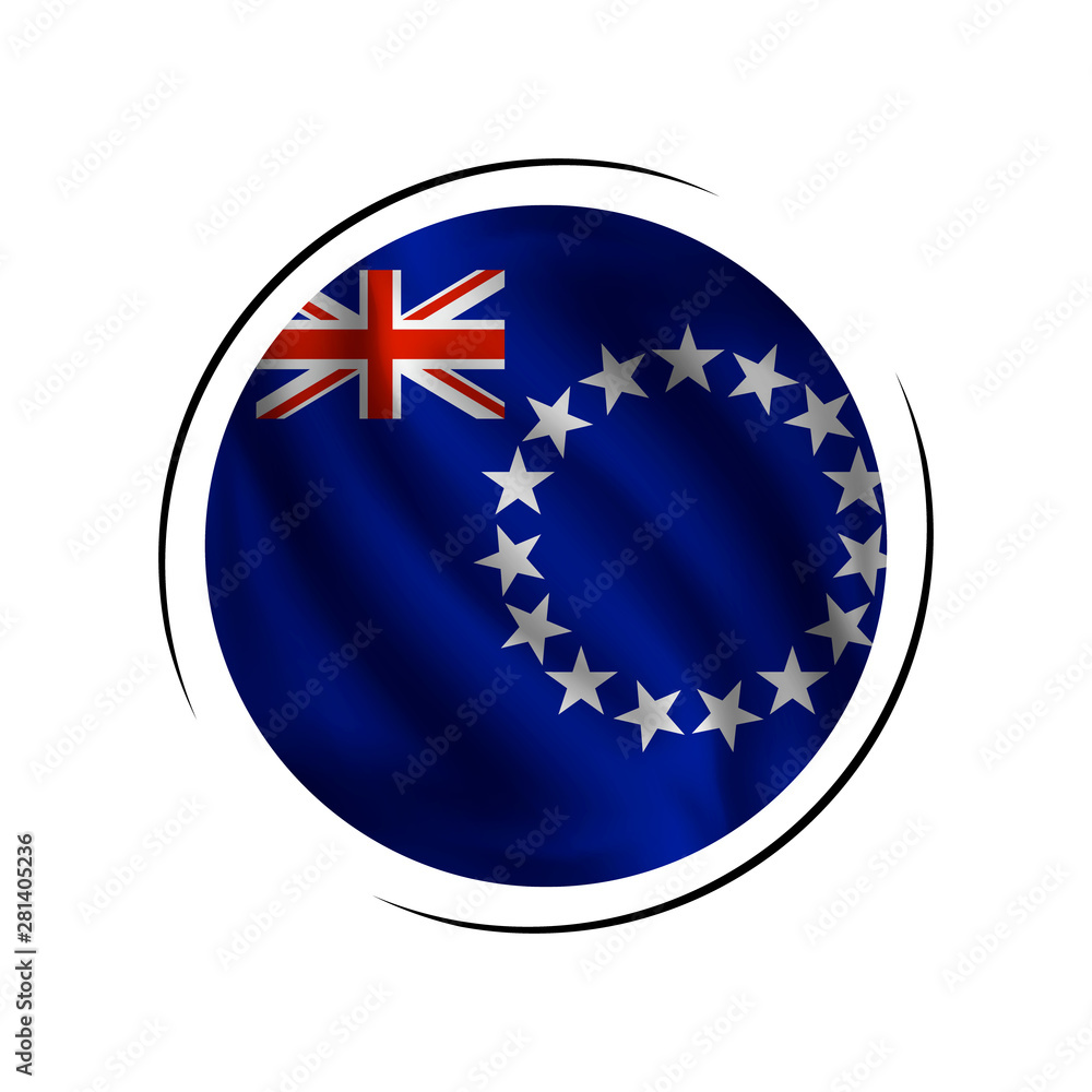 Waving cook islands flag, the flag of cook islands, vector illustration Waving cook islands flag, the flag of cook islands, vector illustration