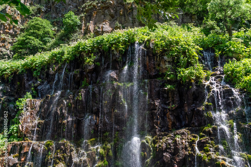 Dashbashi canyon  waterfalls and Khrami river in Tsalka district  Georgia. Beautiful waterfall on a sunny day among the green