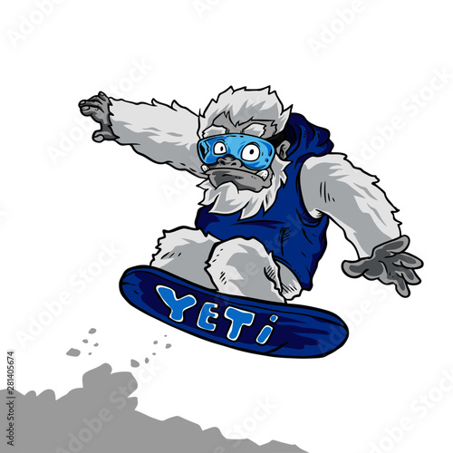 Yeti Snow Board Vector Illustration
