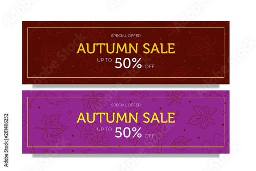 Design Autumn sale up to 50% off banner text design templates