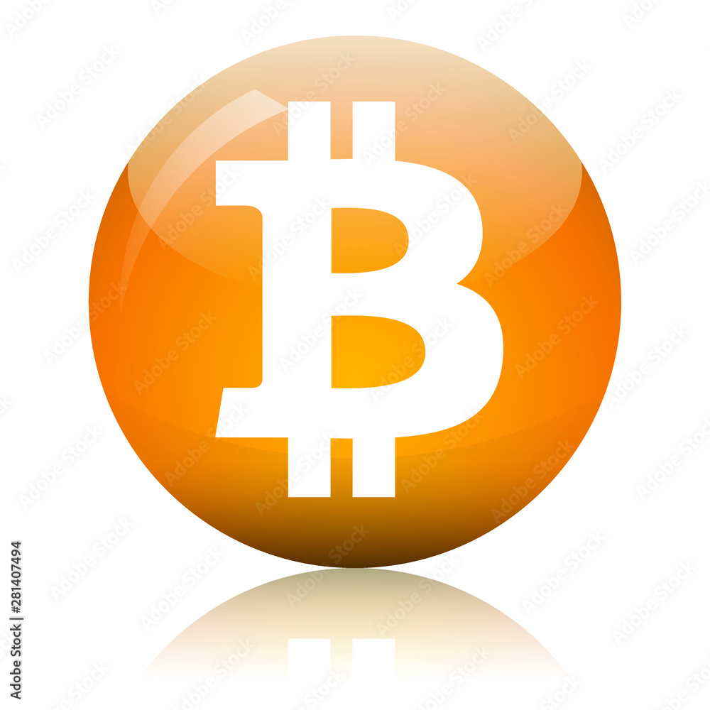 Bitcoin glass button vector illustration Bitcoin glass button vector illustration