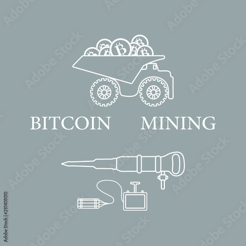 Dumper with bitcoins, dynamite and jackhammer.