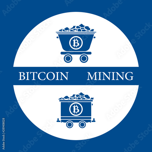Mining bitcoins trolleys with ore.