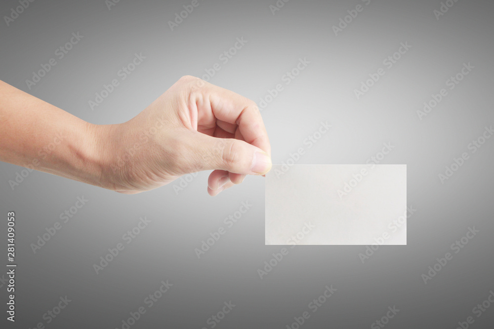 Hand holding virtual card with your Hand holding virtual card with your