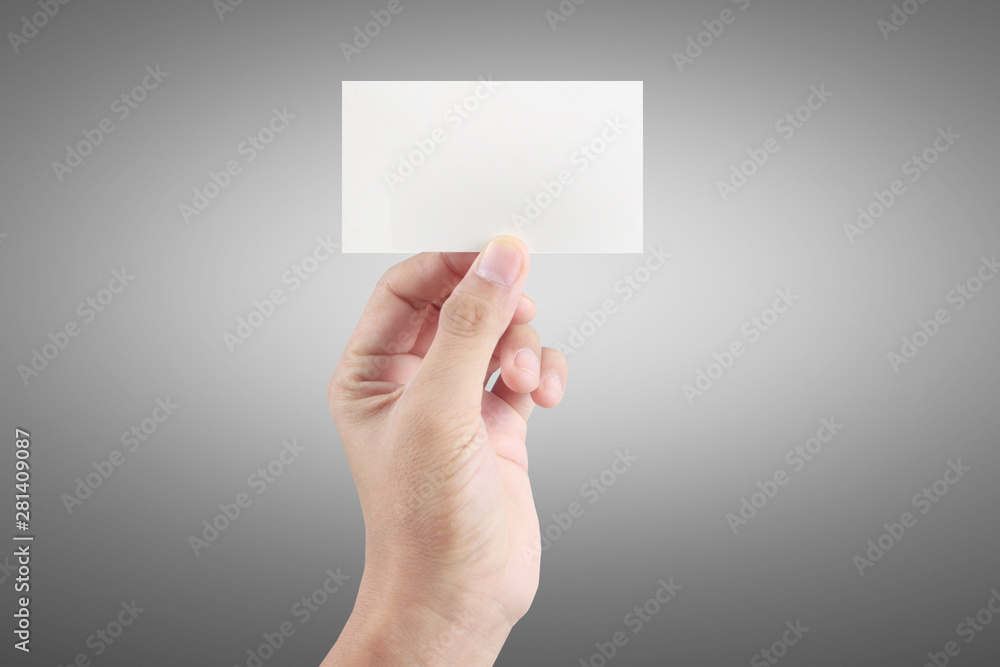 Hand holding virtual card with your Hand holding virtual card with your