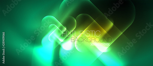 Neon glowing techno lines, blue hi-tech futuristic abstract background template