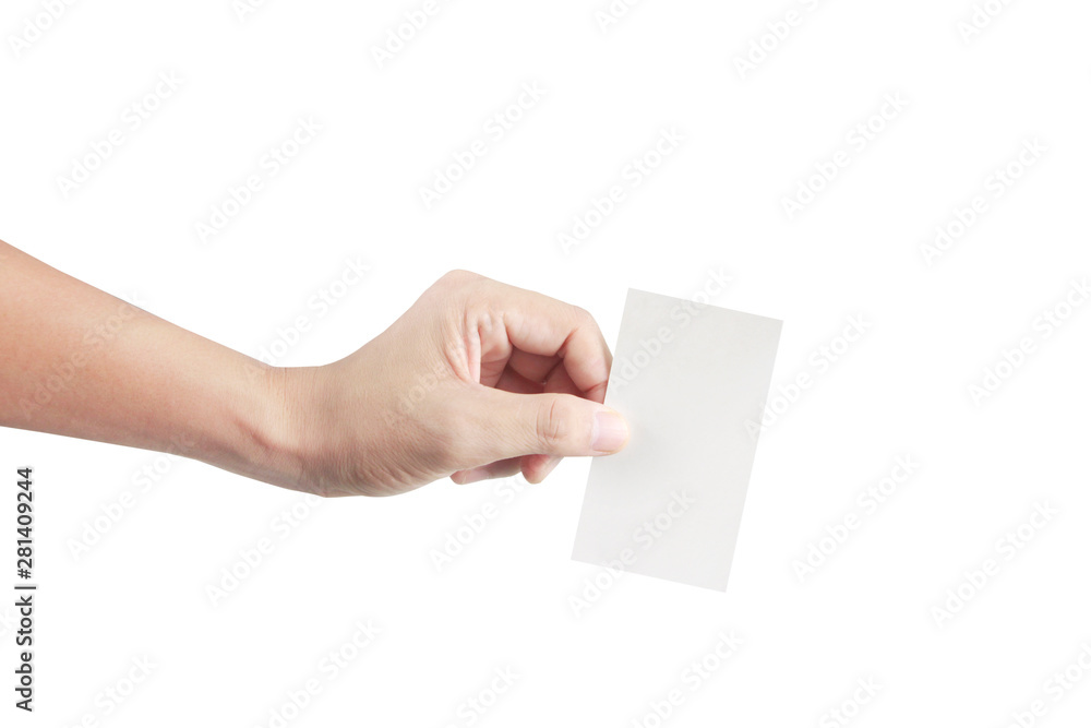 Hand holding virtual card with your Hand holding virtual card with your
