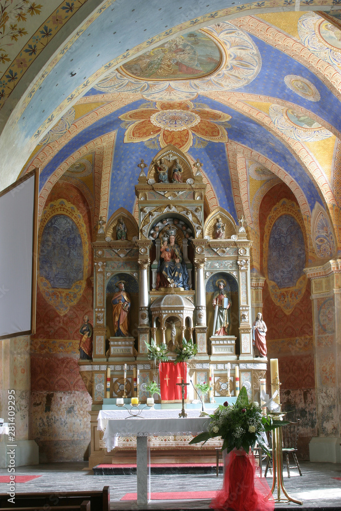 Main altar in the Church of Birth of Virgin Mary in Sveta Marija pod Okicem, Croatia