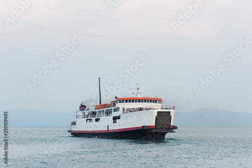 passenger ferry sailing in the ocean between the islands of Thailand