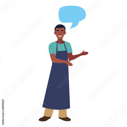young seller man character with apron