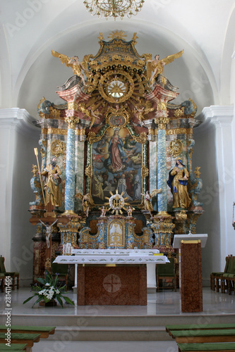 Main altar in the Church of the Assumption of the Virgin Mary in Klostar Ivanic, Croatia