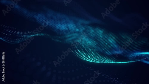beautiful abstract wave technology background with blue light digital effect corporate concept photo