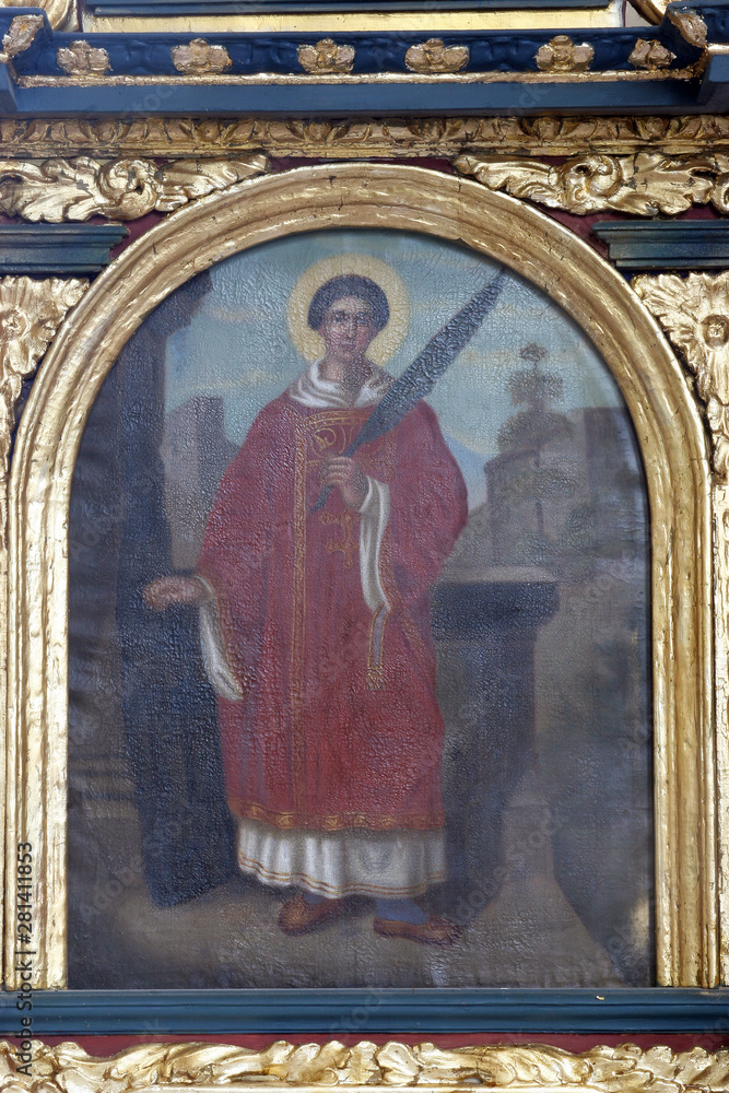 Saint Lawrence of Rome altarpiece in the chapel of St. James in Ivanic Grad, Croatia