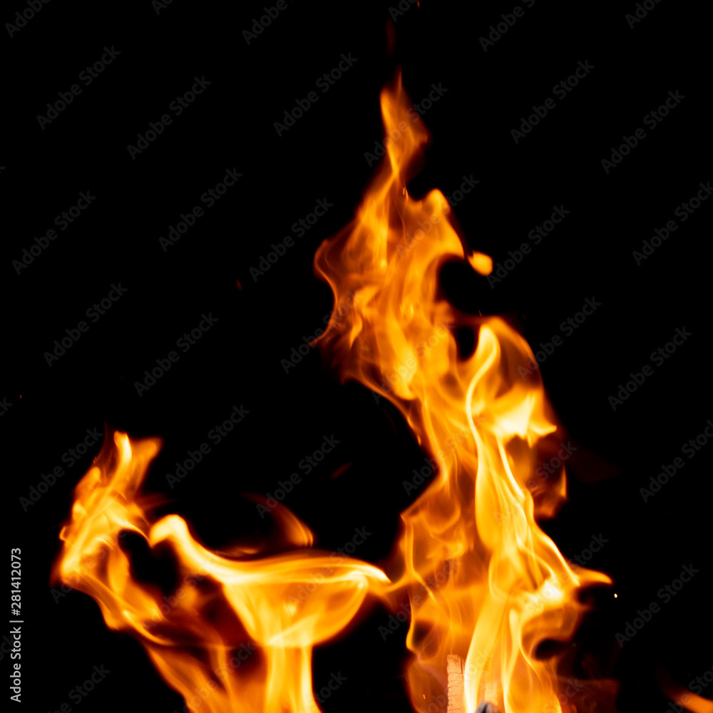 strong fire flames on black isolated background strong fire flames on black isolated background