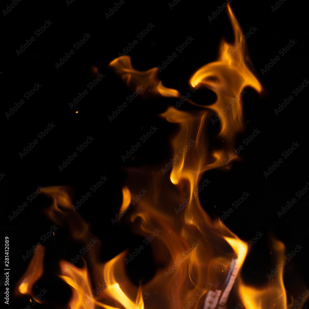 strong fire flames on black isolated background strong fire flames on black isolated background