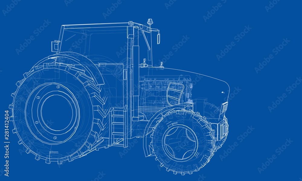 Farm Tractor Concept. Vector