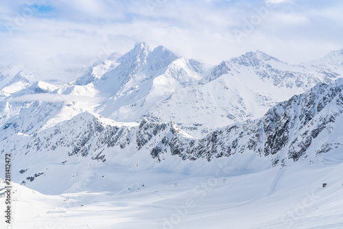 Panorama of ski runs on the Kaunertal glacier in Austria. © ryszard filipowicz