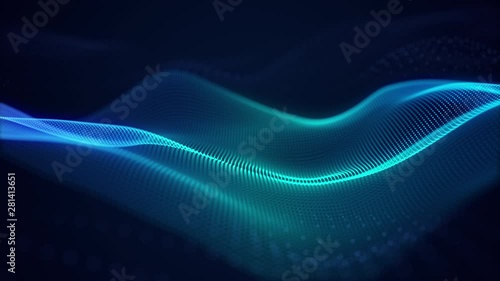 beautiful abstract wave technology background with blue light digital effect corporate concept
