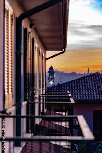 Sunset from a balcony