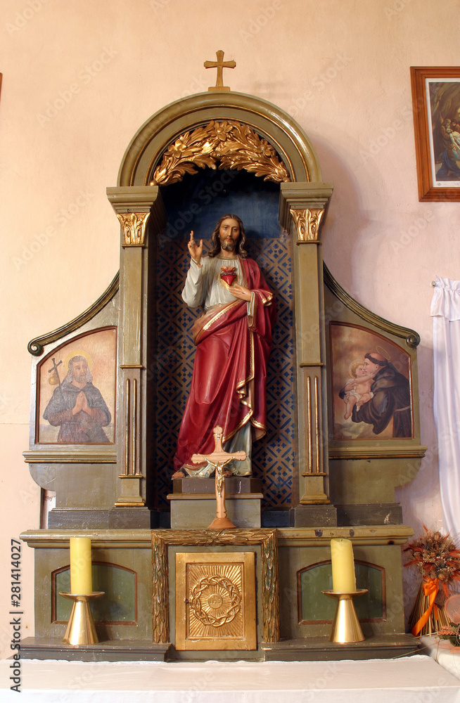 Altar of Sacred Heart of Jesus in the church of Holy Spirit in Norsic Selo, Croatia