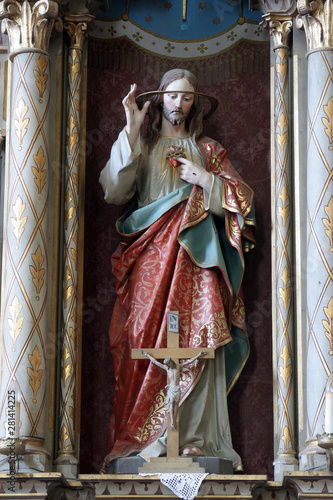 Sacred Heart of Jesus, statue on the altar of the Sacred Heart of Jesus in the church of the Saint Maximilian in Posavski Bregi, Croatia photo