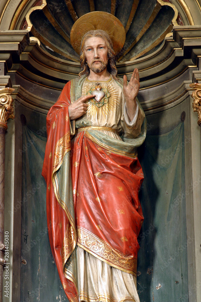 Fototapeta premium Sacred Heart of Jesus altar in Saint Mary Magdalene Church in Veliki Bisag, Croatia